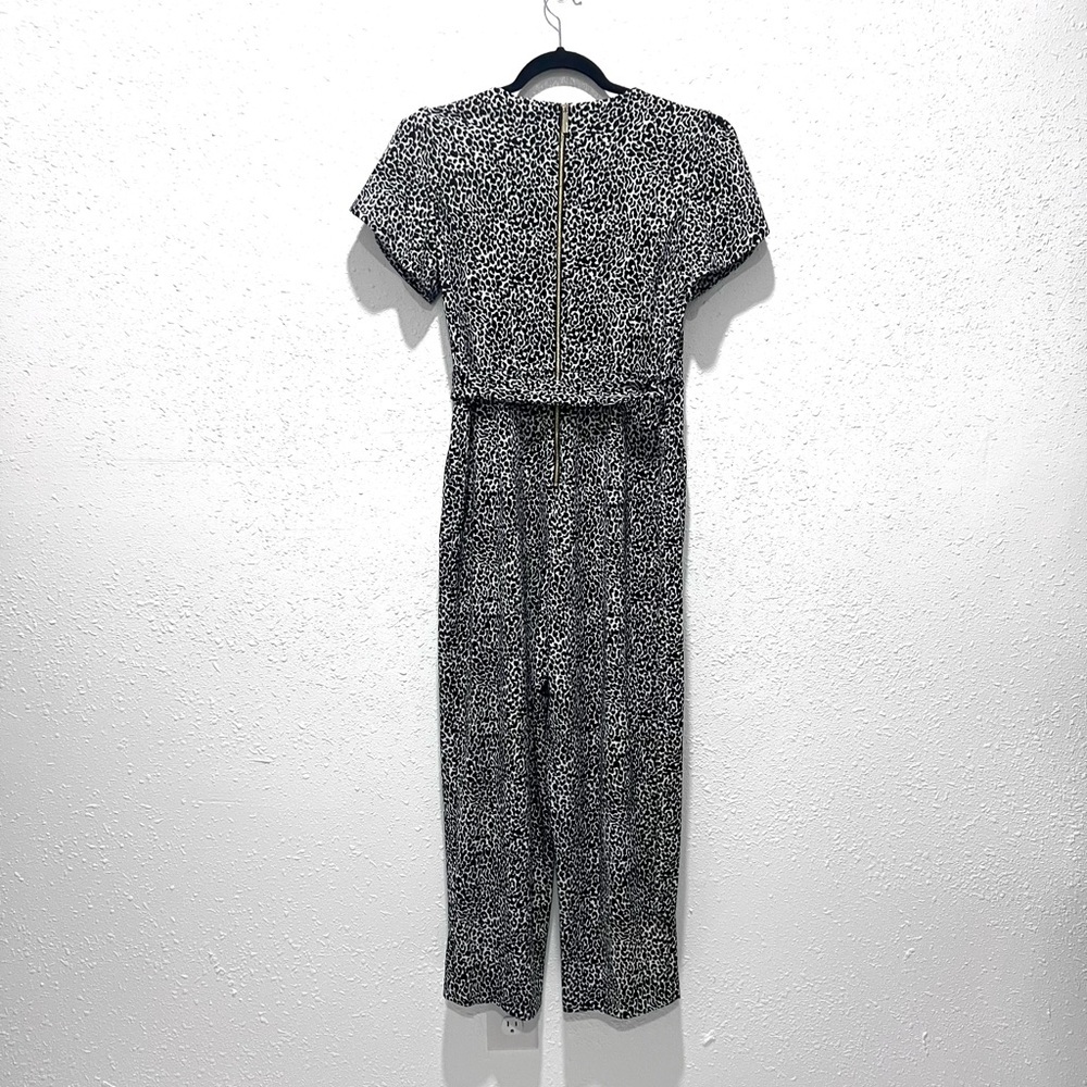 Calvin Klein Women's Tie-Waist Tulip-Sleeve Jumpsuit‎ White Patterned Jumpsuit 8 - Picture 10 of 10
